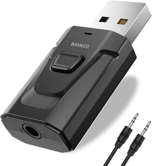 Bluetooth Receiver Adapter, BAVNCO Bluetooth 5.0 Stereo Receiver, Mini Wireless 3.5mm Aux Output for Car, Home