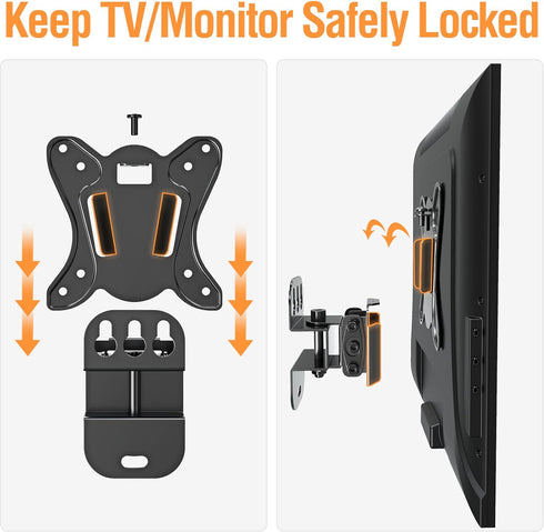ELIVED TV Wall Mount Small Monitor Mount Bracket, Adjustable Tilt Swivel for Most 13-30 Inch TVs, Holds up to 33 lbs