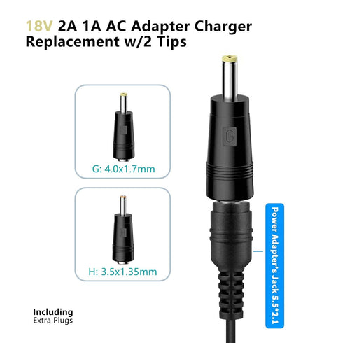 RCBCH 18V 2A 36W 3.5x1.35mm 4.0x1.7mm (6 AC Adapter Power Supply Switching Wall Mounted Power Adapter Compatible