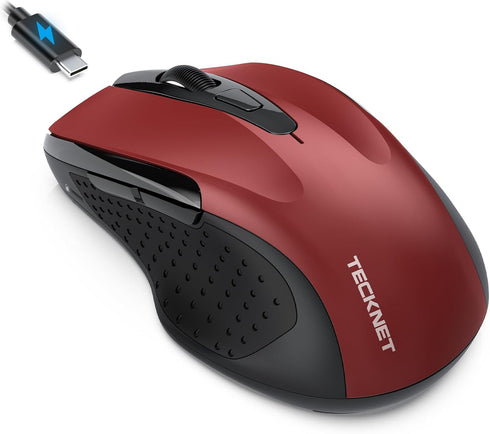 TECKNET Rechargeable Jiggler Wireless Mouse (BT5.0/3.0 & 2.4G) 4800 DPI Silent USB A