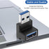 90 Degree USB 3.0 Male to Female Adapter, 4 Pack Up and Down & Left and Right Angle USB A Extender Connector