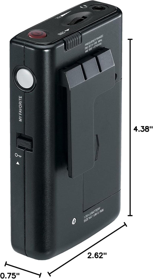 Sangean DT-200X FM-Stereo/AM Digital Tuning Pocket Radio - Black