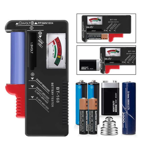 2Pcs Battery Tester Checker, Universal Model BT-168 for AA AAA C D 9V 1.5V Button Cell Batteries