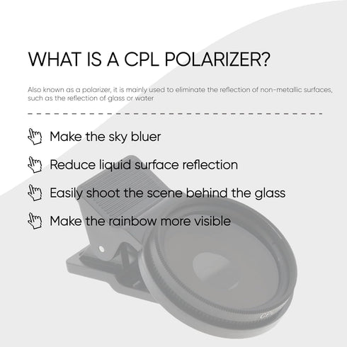 37mm CPL Polarizing Lens Filter, Portable Polarizer Camera Lens Mobile Phone Clip Designed,Polarizer Lens Filter Improve Color Saturation and Contrast,for Eliminating or Reducing Light Spots