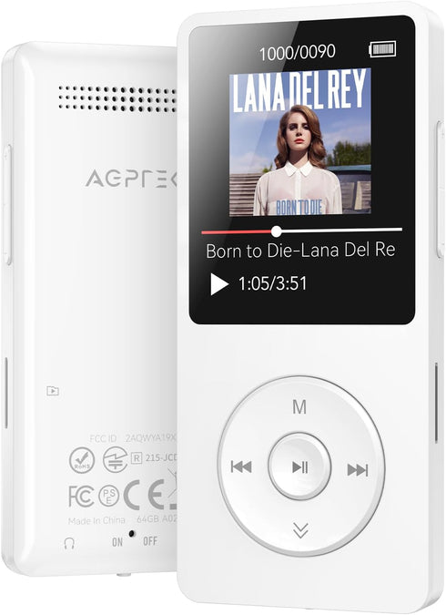 AGPTEK A02 MP3 Player with Bluetooth 5.3, 1.8 inch Screen Portable Music Player