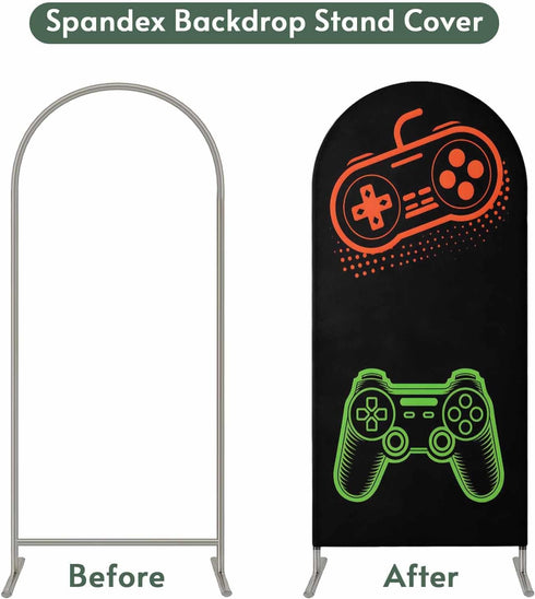 BaqwedCoSz 6 Game Theme Arch Backdrop Cover FT Game Controller Stretchy Elastic Arch Stand Covers Spandex Arched