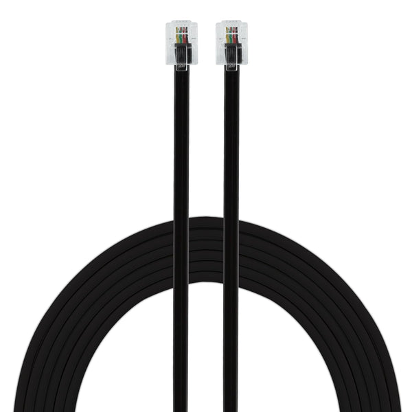 Power Gear Telephone Line Cord, 15 Feet, Black, Modular Jack Ends for Phone, Modem, Fax