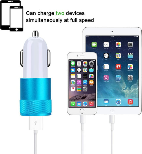 Sicodo 3.4A 2 Pack USB Smart Port Car Charger Compatible with iPhone 16, 15, 14, 13, 12, 11, SE, X, 8, 7 Pro