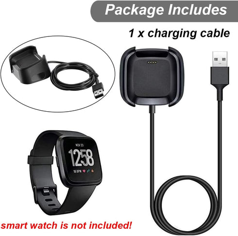 Charger for Fitbit Versa, Replacement USB Charging Dock Cable Cord for Fitbit Smart Watch (3.3ft/1m)