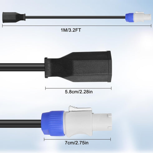 XMSJSIY 3-Prong NEMA 5-15R to PowerCon Power Cable Cord, 15A 125V, 3 Pin PowerCon Output Male Connector to NEMA 5-15R