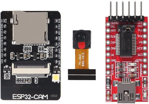 ESP32-CAM WiFi + Bluetooth Module - Development Board with Camera Module OV2640 2MP + FT232RL USB to TTL Converter