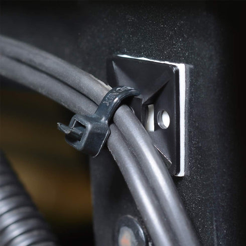 XHF 3/4" Strong Back-Glue Self Adhesive Black Cable Zip Tie Mounts, 100pcs with 8" Zip Ties