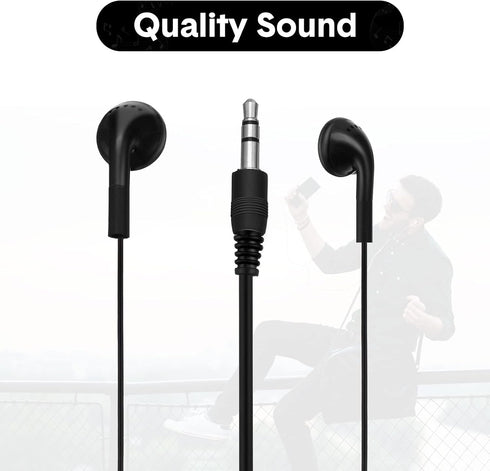 Konohan 150 Packs Earbuds - Bulk Earphones with 3.5 mm Wired Headphones for Classroom, School, and Travel (Black)