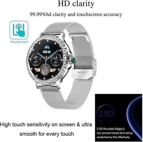 3 Pack Tempered Glass Screen Protector for Fitonus F19 1.3 inch Smartwatch, Compatible with BOCLOUD NX19