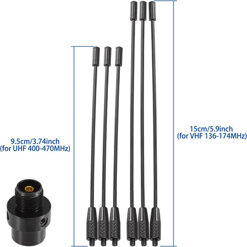 BINGFU 136-174MHz 400-470MHz PL259 Vehicle Mobile Ham Radio Antenna with Ground Planes Dual Band VHF UHF Magnetic Base