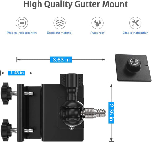 HOLACA Weatherproof Gutter Mount for Ring Solar Panel - Wall Mount Bracket Outdoor Accessories for Ring Solar Panel