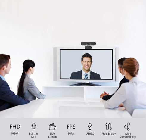 Wennyn 1080P 1080P 360 Webcam HD with Microphone & Privacy Cover, USB Web Cam with Live Streaming HD Video for Mac, PC