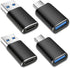 SheraF 4 Pack USB to USB C OTG Adapter, 2Pack Type C Female to A Male, 2Pack USB C Male to USB 3.0 Female
