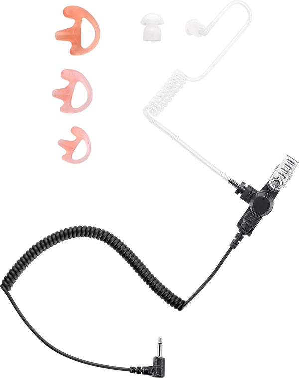 commountain 3.5mm Listen Only Earpiece for Speaker Mic of Motorola Kenwood Baofeng, Acoustic Tube Headset