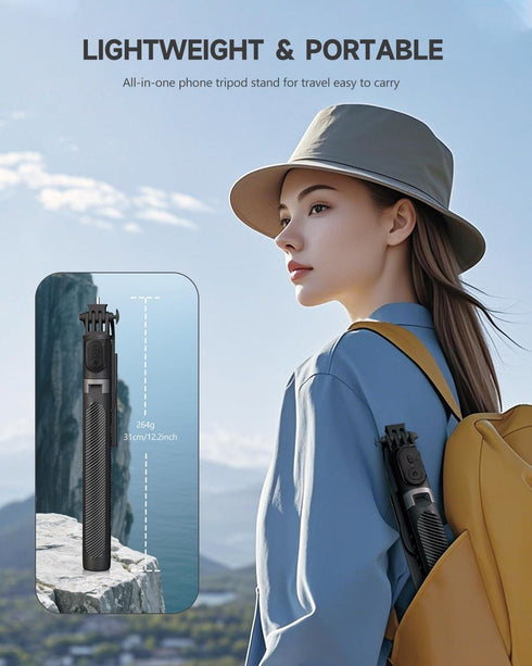 RISEOFLE 71 Phone Tripod & Selfie Stick, Portable All in One Extendable Cell Phone Tripod Stand, with Wireless Remote