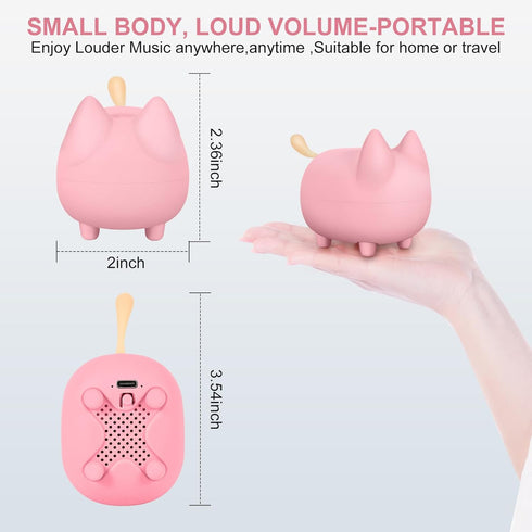 Cute Bluetooth Speaker, Mini Cat Portable Wireless Speaker with Loud Stereo Sound, Built-in Mic, 40H Playtime
