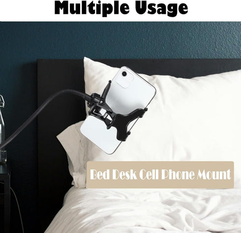 Cell Phone Holder, Lazy Bracket, 360-degree Rotating Universal Flexible Long Arms Clip Mount Gooseneck Phones Stand for