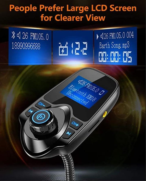 Nulaxy Wireless in-Car Bluetooth FM Transmitter, Car Kit with 1.44 Inch Display, Supports TF/SD Card