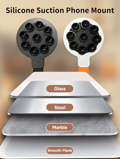 Magnetic Suction Cup Phone Mount, Silicone Grip Holder for MagSafe, Hands-Free Mirror Shower Phone Holder for TikTok