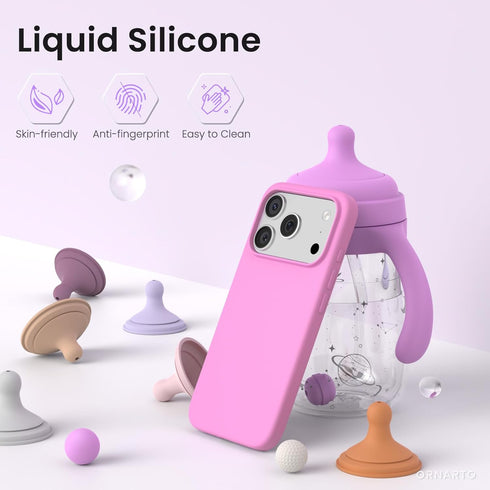 ORNARTO 17 6.3", 4 17 Compatible with iPhone Pro Case Slim Liquid Silicone Layers Full Covered Soft Gel Rubber