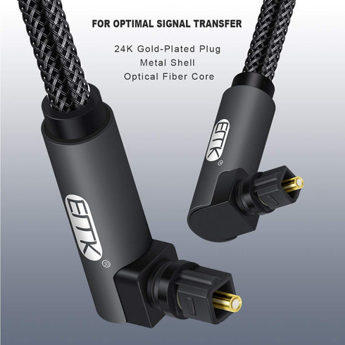90 Bar,TV(6.6ft/2m) EMK Upgraded Double Degree Optical Audio Cable Free-Rotating Toslink Plug Nylon Braided S/PDIF