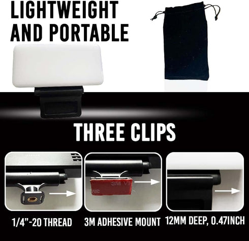 Marmae 78 3000mAh, 3 Selfie Light for iPhone LED Rechargeable Clip-On Phone Light, Modes, Won't Cover Camera