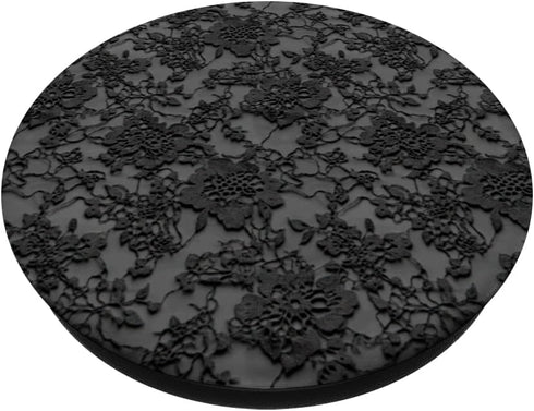 The Black Lace Gothic Emporium Black Lace Pattern with Gothic Floral and Spooky Details PopSockets Adhesive PopGrip