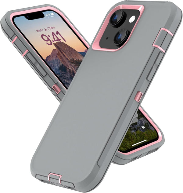 Sansunto Protection Case for iPhone 13, 14, 15, Heavy Duty Shockproof Silicone Rubber Cover for 6.1 Inch Phones