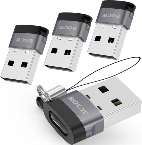 USB C to USB Adapter (4 Pack), USB-C Female to USB Male, Type C to USB A Converter for Apple MagSafe, iPhone 11 12 13