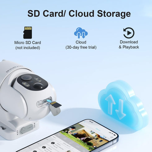 Wireless Outdoor Solar Security Cameras, 360° PTZ Remote Home Security, 2K 3MP with Spotlight Color Night Vision
