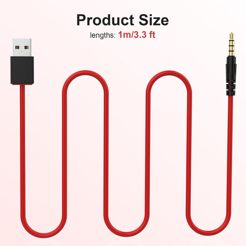 USB to 3.5mm Headphones Charging Cable Compatible with Beats by Dr Dre Solo/Studio Wireless Headphones, MP3 Player