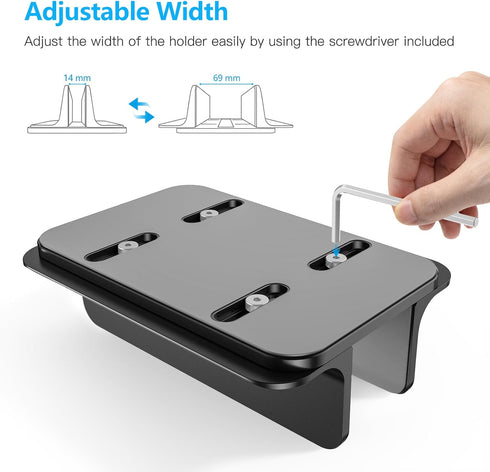 OMOTON Vertical Laptop Desktop Stand Holder with Adjustable Dock Size, Aluminum, Fits All MacBook, Surface, Chromebook