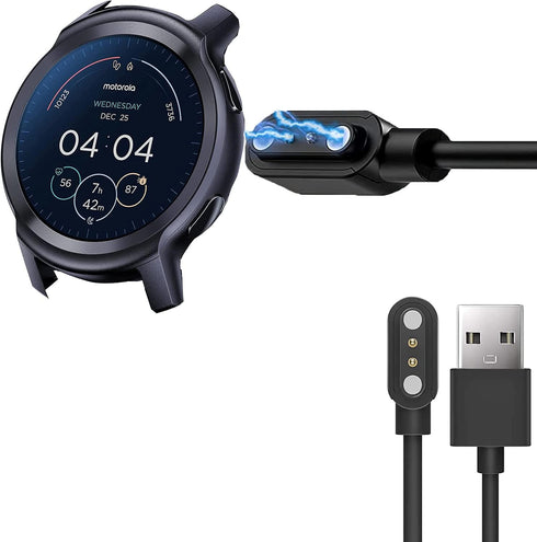 Compatible with Moto Watch 100 Charger, Lamshaw Magnetic Replacement Charger Compatible with Moto Watch 100 Smart Watch/Moto Watch 70 (2 Pack-Black+White)