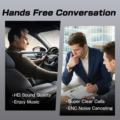 Sungive Headset, V5.3 33 Headset Bluetooth Wireless Handsfree Earpiece with Noise Cancelling Mic, Hours Talking Time