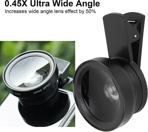 EBTOOLS 2 1 0.45x Angle+12.5X Phone Lens, in Clip on Wide Macro Lens, Universal HD Camera Lens Kits for Mobile Phones