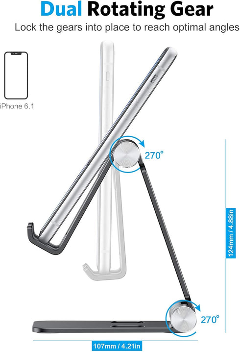 OMOTON Foldable Cell Phone Stand, C4 Portable Aluminum Holder - Adjustable Phone Dock Cradle for iPhone, Samsung,