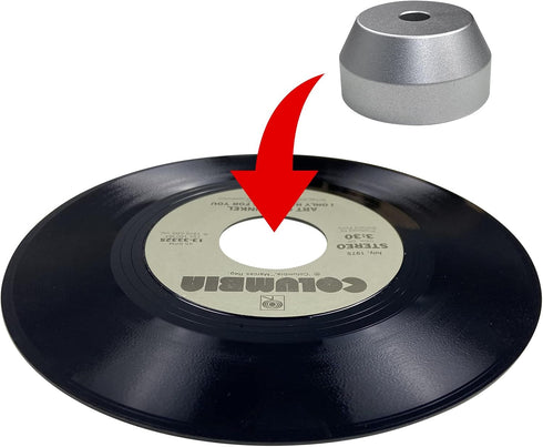 45 RPM Record Adapter Solid Aluminum 7 Inch Vinyl Record Dome 45 Adapter for Turntables Silver