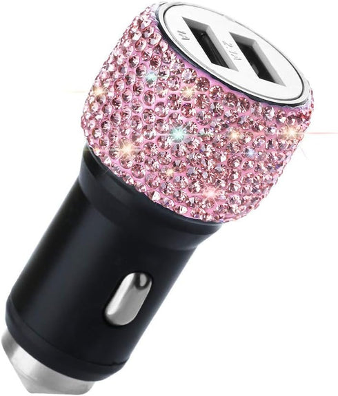 SAVORI Dual USB Car Charger, Bling Bling Rhinestones Crystal Car Adapter for Fast Charging iPhone, iPad, Samsung