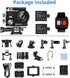 Dragon Touch 4K Action Camera, 20MP Vision 3 Underwater Waterproof Camera with 170° Wide Angle & Remote