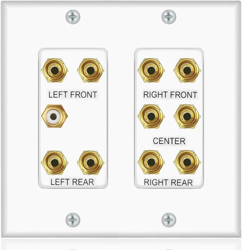 ICESPRING 5.1 10 5 1 Home Theater Surround Sound Distribution Wall Plate Banana Binding Post Coupler for Speakers