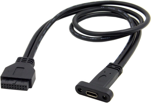 cablecc Single Port USB 3.1 Type C USB-C Female to USB 3.0 Motherboard 19pin Header Cable, 40cm