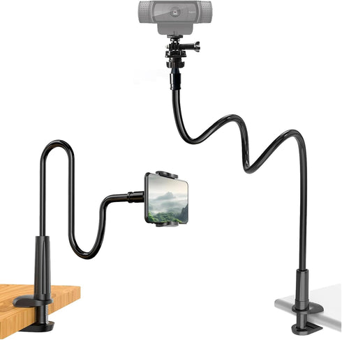 Khazylorr Webcam Stand for Desk, Flexible Gooseneck Webcam Mount Holder Arm with Phone