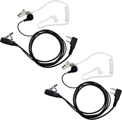 Walkie Talkie Earpiece with Mic PTT, 2 Pin Covert Acoustic Tube for Baofeng UV-5R, 2 Pack
