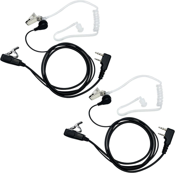 Walkie Talkie Earpiece with Mic PTT, 2 Pin Covert Acoustic Tube for Baofeng UV-5R, 2 Pack