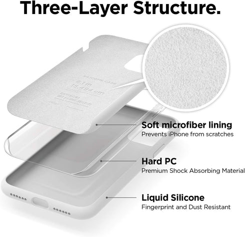 elago Compatible with iPhone 11 Case, Liquid Silicone Case, Full Body Protective Cover, Shockproof, Slim Phone Case, Anti-Scratch Soft Microfiber Lining, 6.1 inch (White)